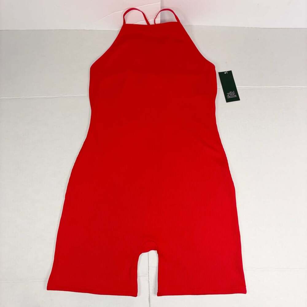 Wild Fable Halter Romper Women Size XL Red Seamless Workout Bodysuit